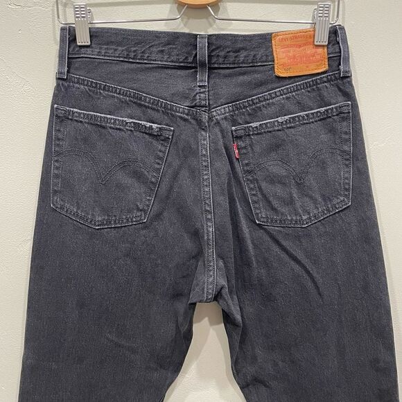 Levi's 501 Faded Black Wide Leg Flare Ankle Jeans - Size: 27 - Picture 9 of 12